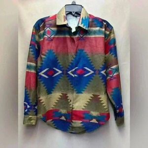 Woolrich Vintage Women’s Aztec Southwestern Flannel Long Sleeve Shirt Size Small